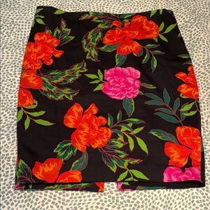 Floral/Black Pencil Skirt